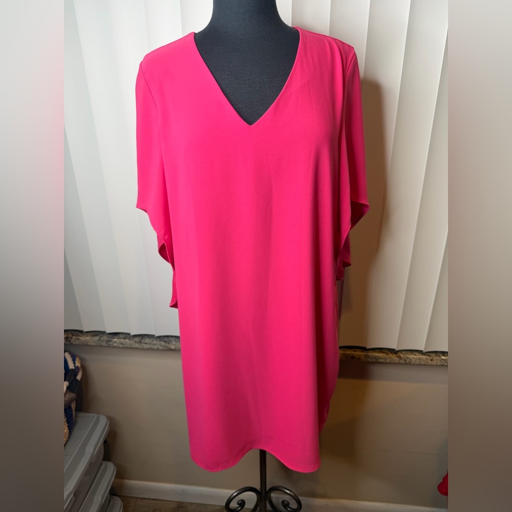 ANNA CATE MEREDITH DRESS Vibrant Pink V-Neck Size Small